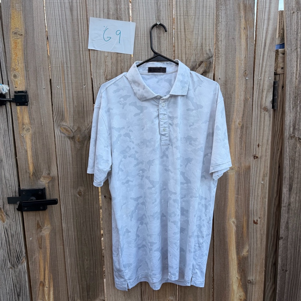 G/FORE Subtle Camo White Polo Shirt Size L